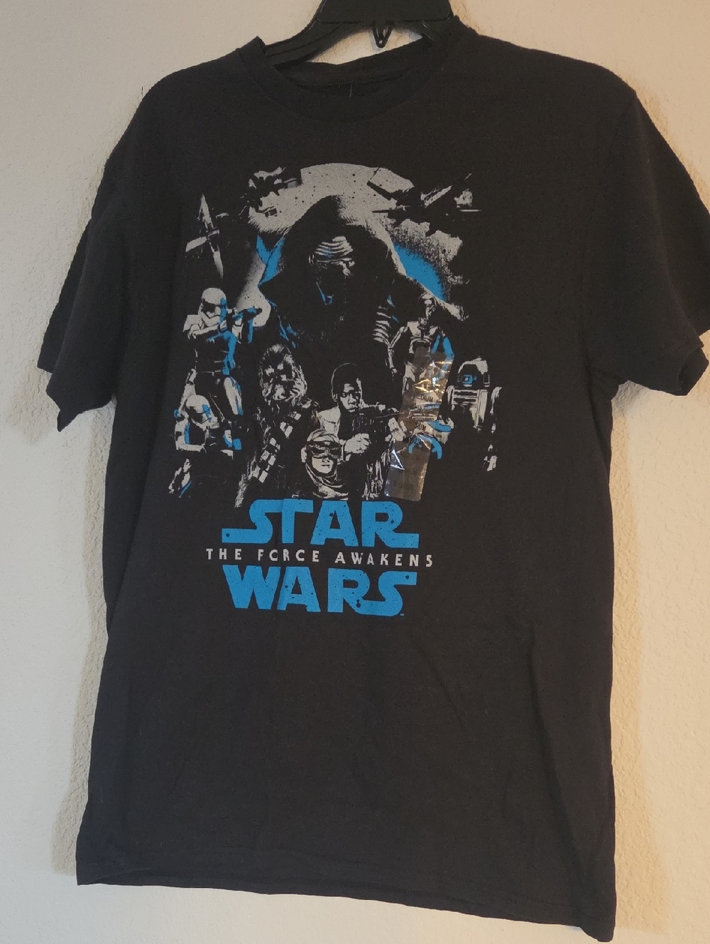 Star Wars Black Short Sleeve 'The Force Awakens' Blue & White Graphic Tee